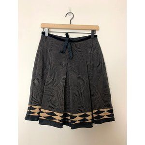 Anna Sui Silk Front Tie Print Pleated Skirt